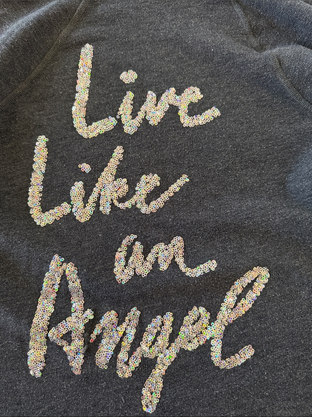Victoria's Secret Black Crewneck Sweater with Iridescent Sequin Script